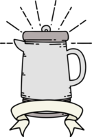 banner de desplazamiento con cafetera estilo tatuaje png