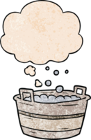 dibujos animados antiguo estaño bañera con pensamiento burbuja en grunge textura estilo png