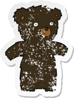 retro nödställd klistermärke av en söt tecknad svart björn png