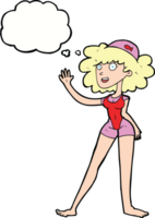 cartoon swimmer woman with thought bubble png
