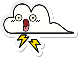 sticker of a cute cartoon thunder cloud png