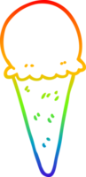 rainbow gradient line drawing of a cartoon ice cream png