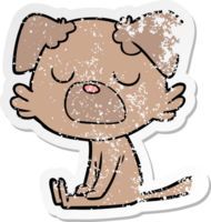 distressed sticker of a cartoon dog png