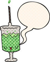 cartoon syringe with speech bubble in comic book style png