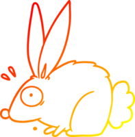 warm gradient line drawing of a cartoon frightened rabbit png