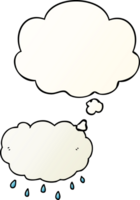 cartoon rain cloud with thought bubble in smooth gradient style png