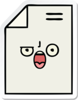 sticker of a cute cartoon sheet of paper png