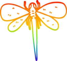 rainbow gradient line drawing of a cartoon dragonfly png