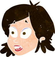 visage féminin de dessin animé avec une expression surprise png