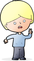 cartoon ongelukkige jongen die vredesteken geeft png
