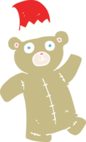 flache farbillustration des teddybären, der weihnachtsmütze trägt png
