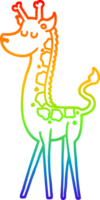 rainbow gradient line drawing of a cartoon giraffe png