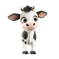 Adorable cartoon baby cow with big eyes isolated on a transparent background, ideal for childrens themes or dairy industry promotions png