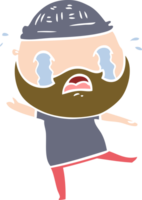 flat color style cartoon bearded man crying png