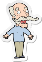 sticker of a cartoon old man gasping in surprise png