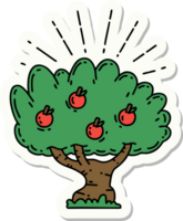 sticker of a tattoo style apple tree png