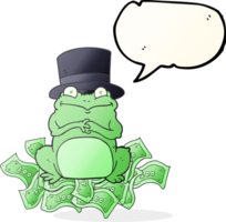 mano disegnato discorso bolla cartone animato ricco rana nel superiore cappello png