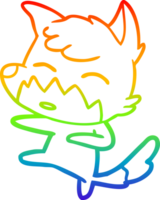 rainbow gradient line drawing of a cartoon fox png