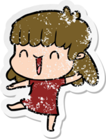 distressed sticker of a cartoon woman png