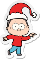 mano dibujado pegatina dibujos animados de un contento antiguo mujer vistiendo Papa Noel sombrero png