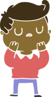 flat color style cartoon aloof man considering png