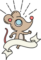 scroll banner with tattoo style mouse character png