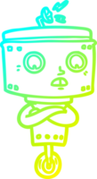 cold gradient line drawing of a cartoon robot with crossed arms png