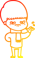 warm gradient line drawing of a annoyed cartoon boy png