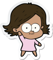 sticker of a happy cartoon girl png