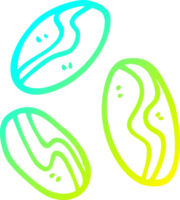 cold gradient line drawing of a cartoon of coffee beans png