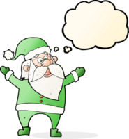 tekenfilm de kerstman claus met gedachte bubbel png