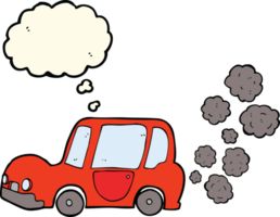 Cartoon-Auto mit Gedankenblase png