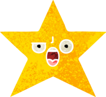 retro illustration style cartoon of a gold star png