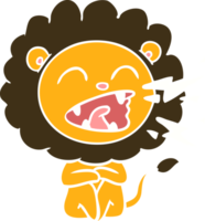 lion rugissant de dessin animé de style plat couleur png