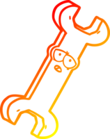 warm gradient line drawing of a cartoon spanner png