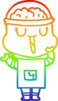 rainbow gradient line drawing of a happy cartoon robot png