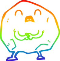 rainbow gradient line drawing of a cartoon rock png