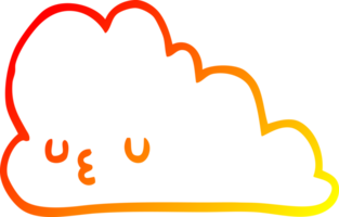 caloroso gradiente linha desenhando do uma fofa desenho animado nuvem png