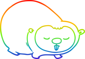 rainbow gradient line drawing of a cartoon wombat png