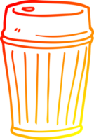 warm gradient line drawing of a cartoon take out coffee png