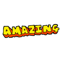 hand drawn cartoon amazing word png