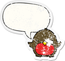 cartoon penguin with speech bubble distressed distressed old sticker png