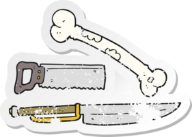 pegatina retro angustiada de un cuchillo de dibujos animados png