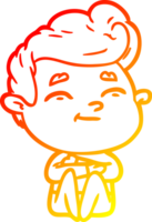 caloroso gradiente linha desenhando do uma feliz desenho animado homem png