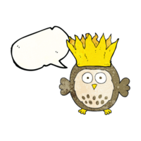 main discours bulle texturé dessin animé hibou portant papier couronne Noël chapeau png