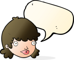 cartoon staring girl with speech bubble png