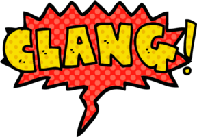 cartoon word clang with speech bubble in comic book style png