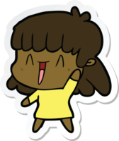 sticker of a cartoon happy girl png