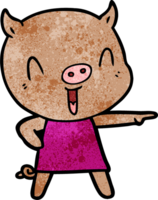 happy cartoon pig in dress png