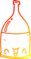warm gradient line drawing of a cartoon wine bottle png